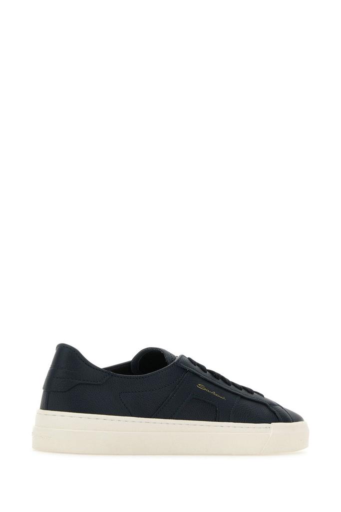 Santoni Dark blue leather sneakers