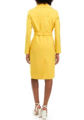 Le Suit Suit Womens Crepe Belted Trench Jacket And Sheath Dress Set