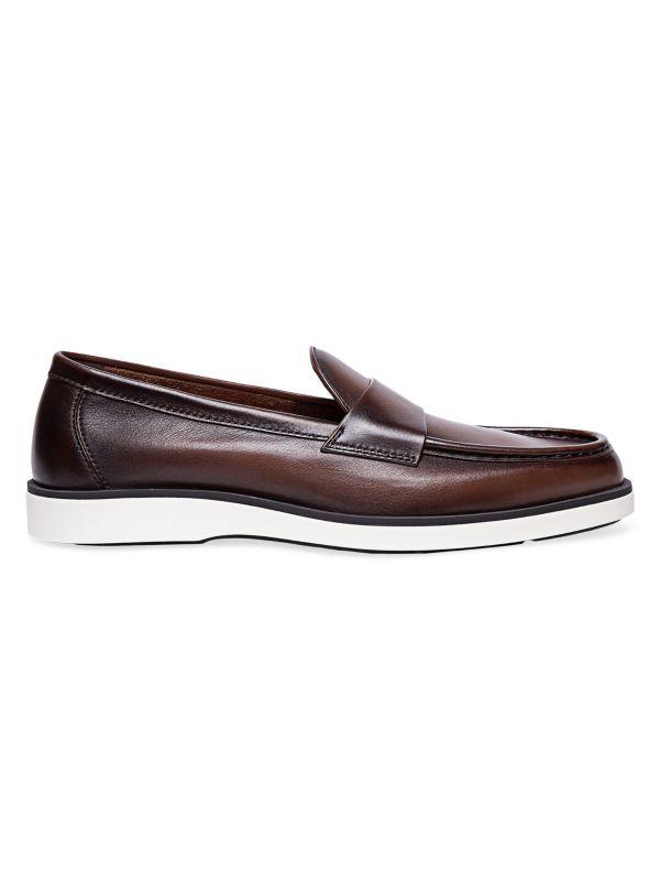 Santoni Detroit Burnished Leather Loafers