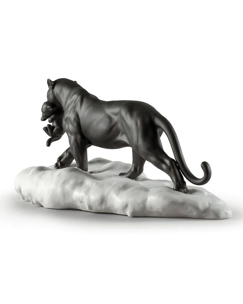 Lladro Black Panther with Cub Figurine 2
