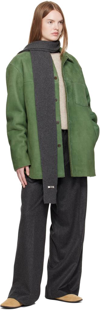 AURALEE Green Merino Mouton Shearling Shirt Jacket - Jackets