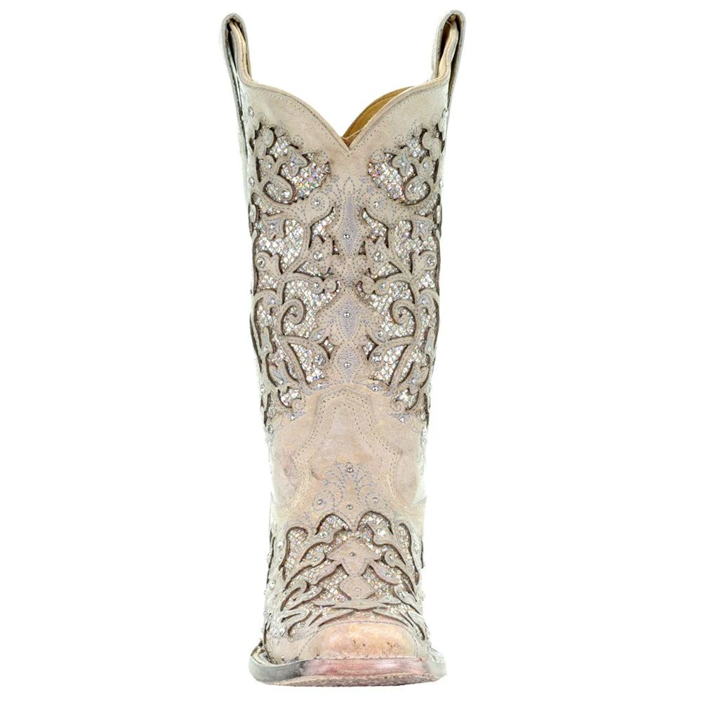 Corral Boots Glitter Studded Tooled-Inlay Square Toe Cowboy Boots 5