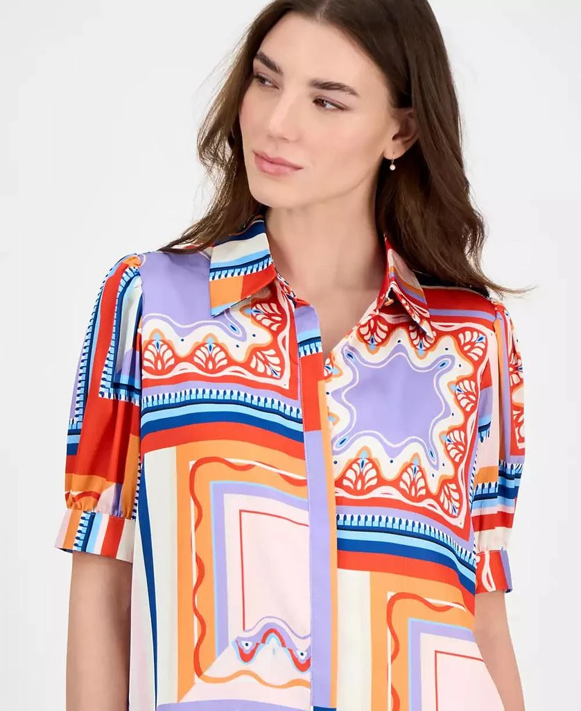 Tahari Women's Printed Short-Sleeve Button Blouse 3