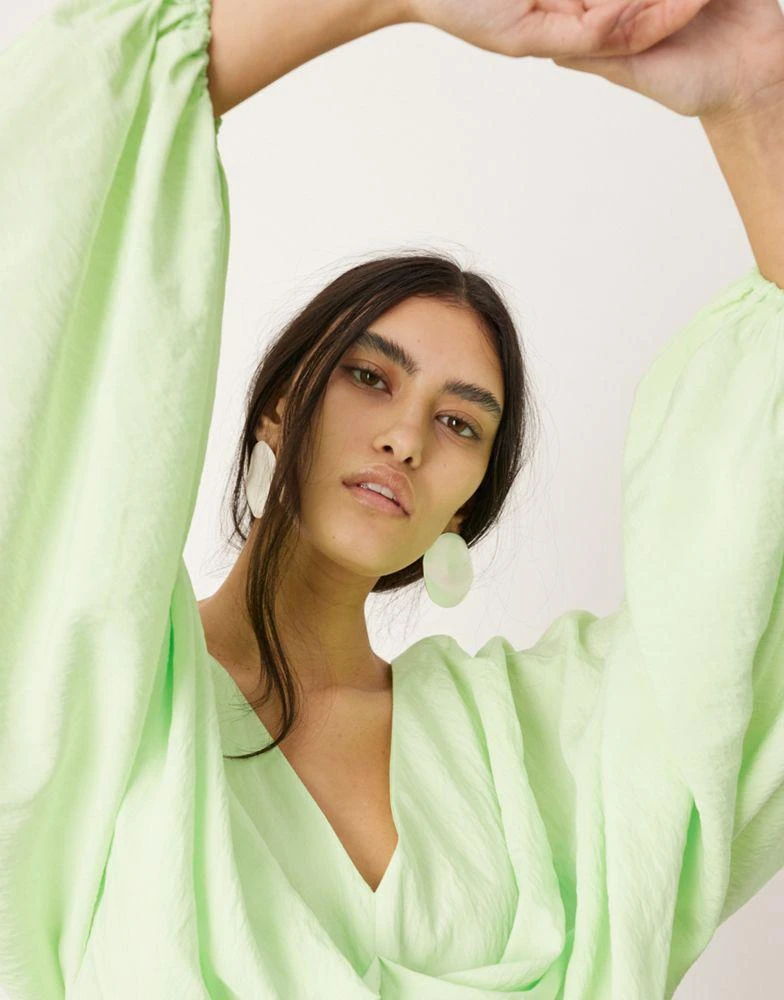 ASOS ASOS EDITION v neck drapey maxi dress in green 4
