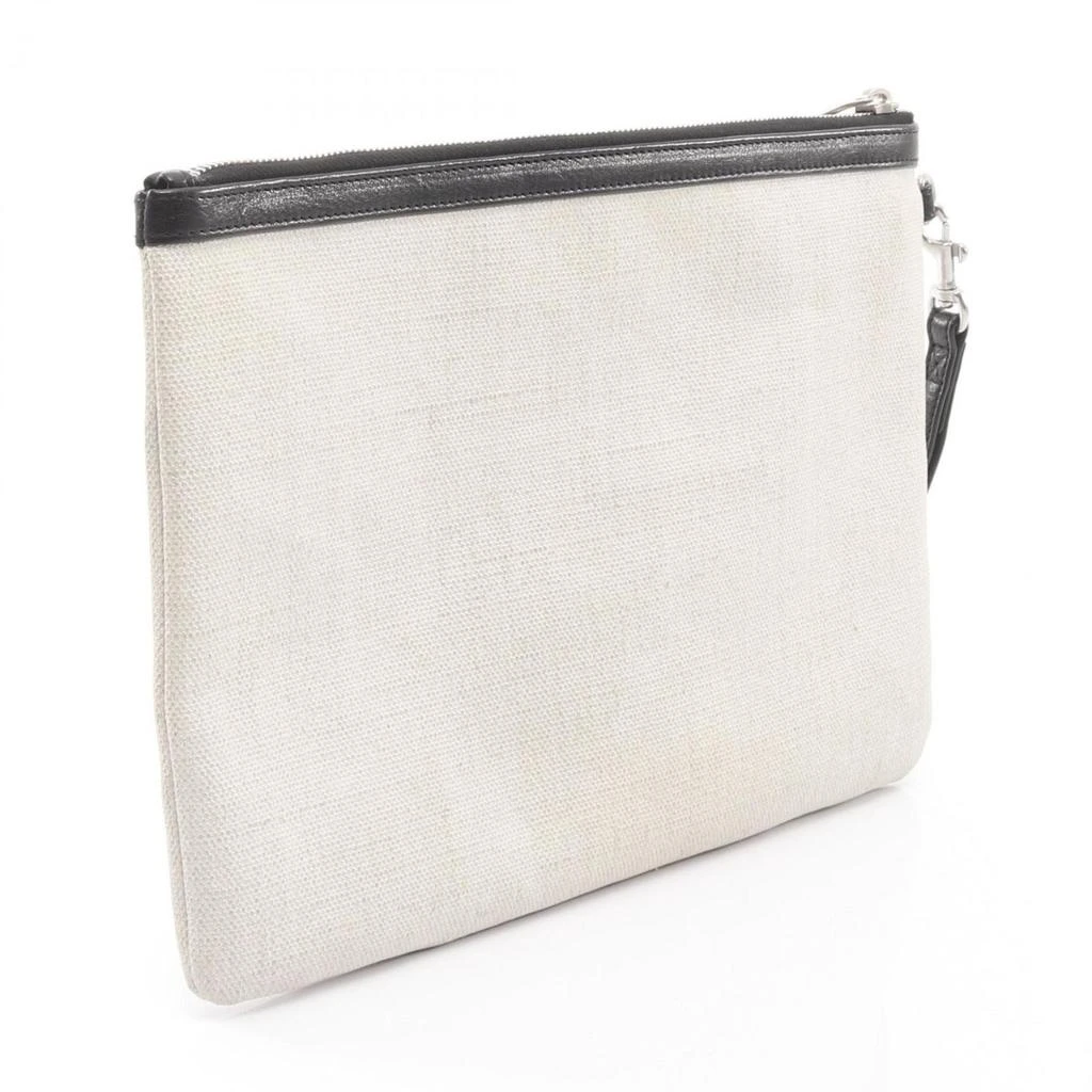 Yves Saint Laurent ivory Canvas Leather Clutch Bag (Pre-Owned) 2