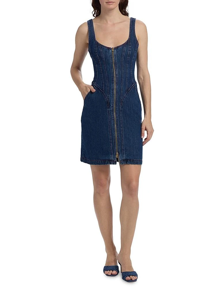 casual linen dress Shop Liberty 2 In 1 Detachable Denim Blue Midi Dress | Jaded London main image 0