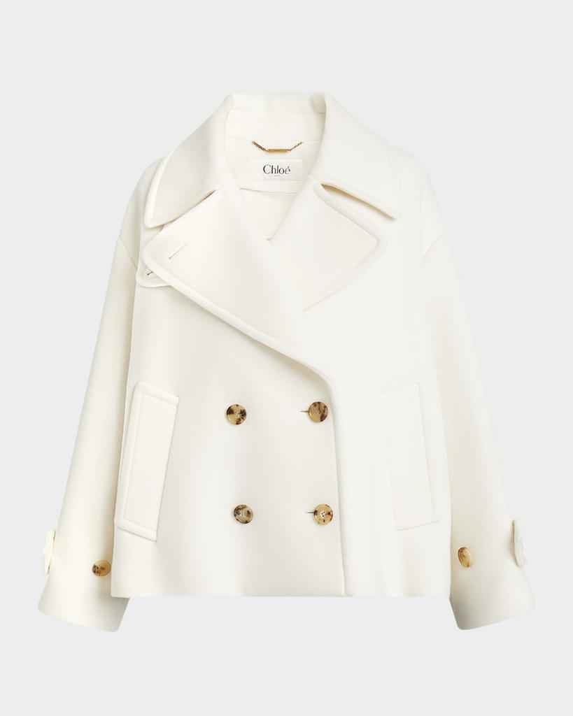 コート Chloe Short wool coat Chloé Oversized Short Coat In Wool in Worn brown | Chloé US
