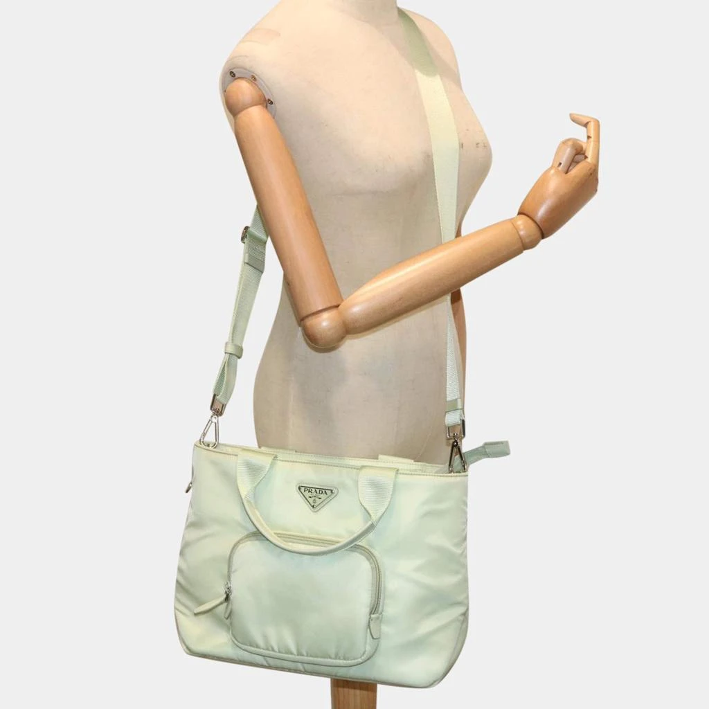Prada Prada Blue Nylon Tessuto Front Pocket Padded Tote Bag 2
