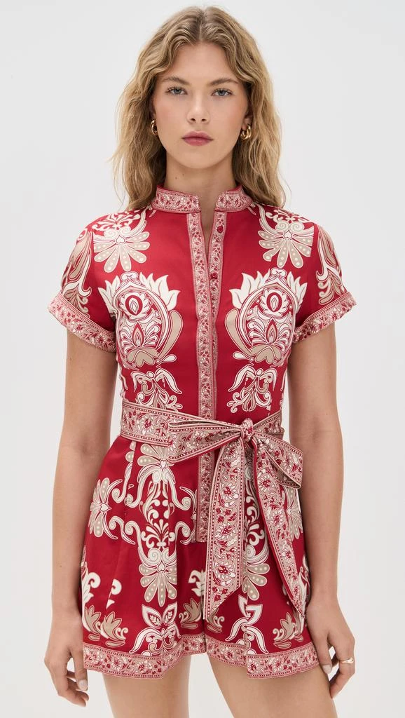 Alice + Olivia Lucy Roll Sleeve Button Down Romper 6