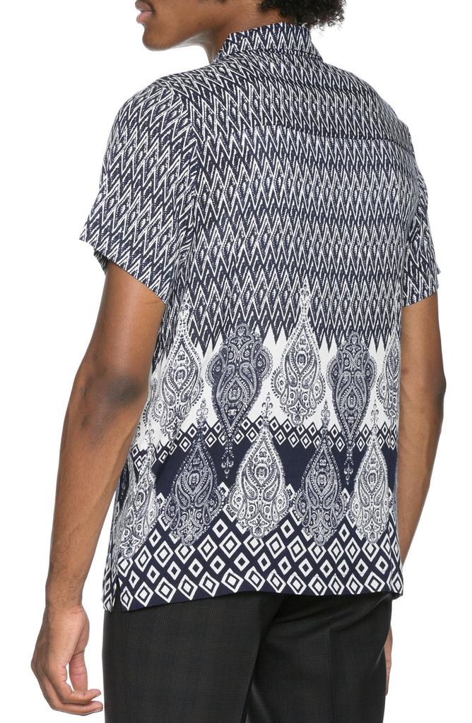 Raga Geometric Print Short Sleeve Button-Up Shirt