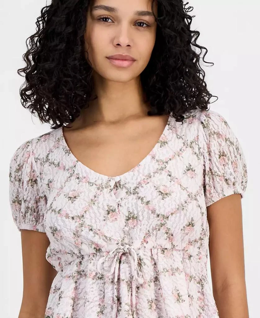 Self Esteem Juniors
 Printed Lace Short-Sleeve Babydoll Top 3