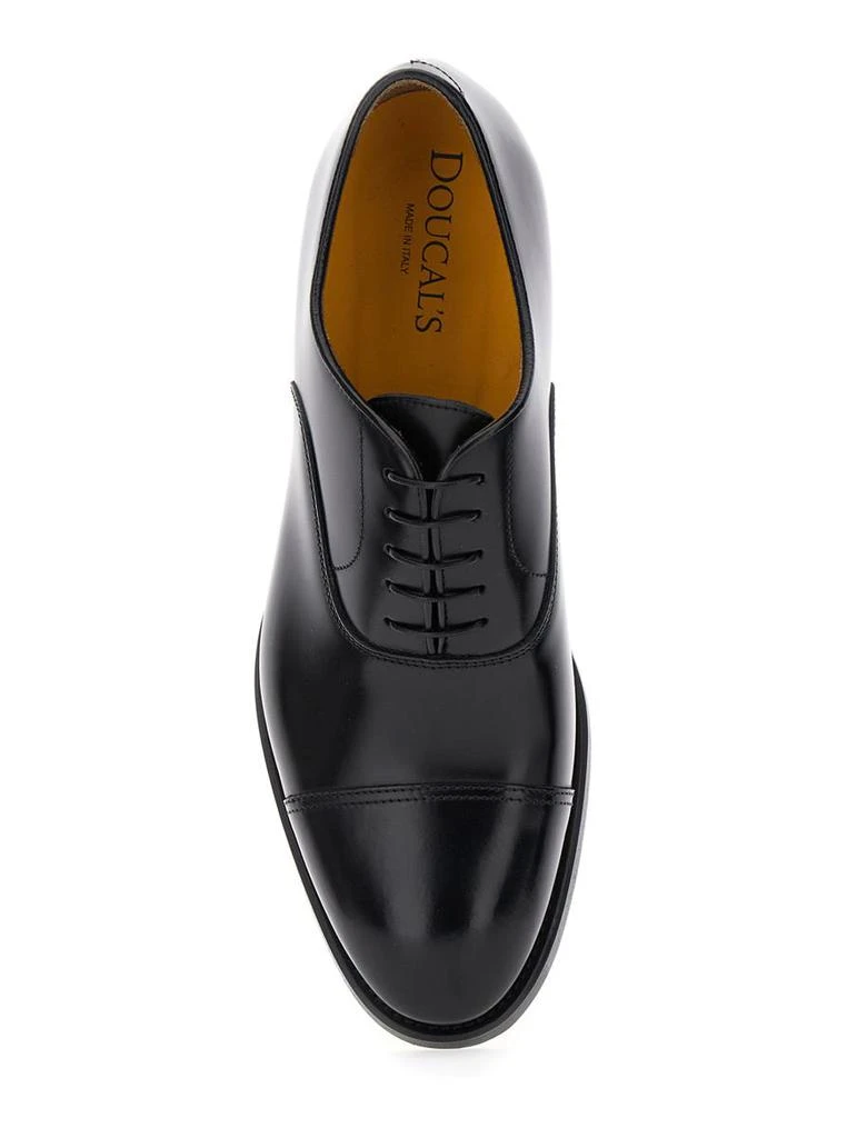 Doucal's Black Oxford Shoes With Five Holes In Smooth Leather Man 4