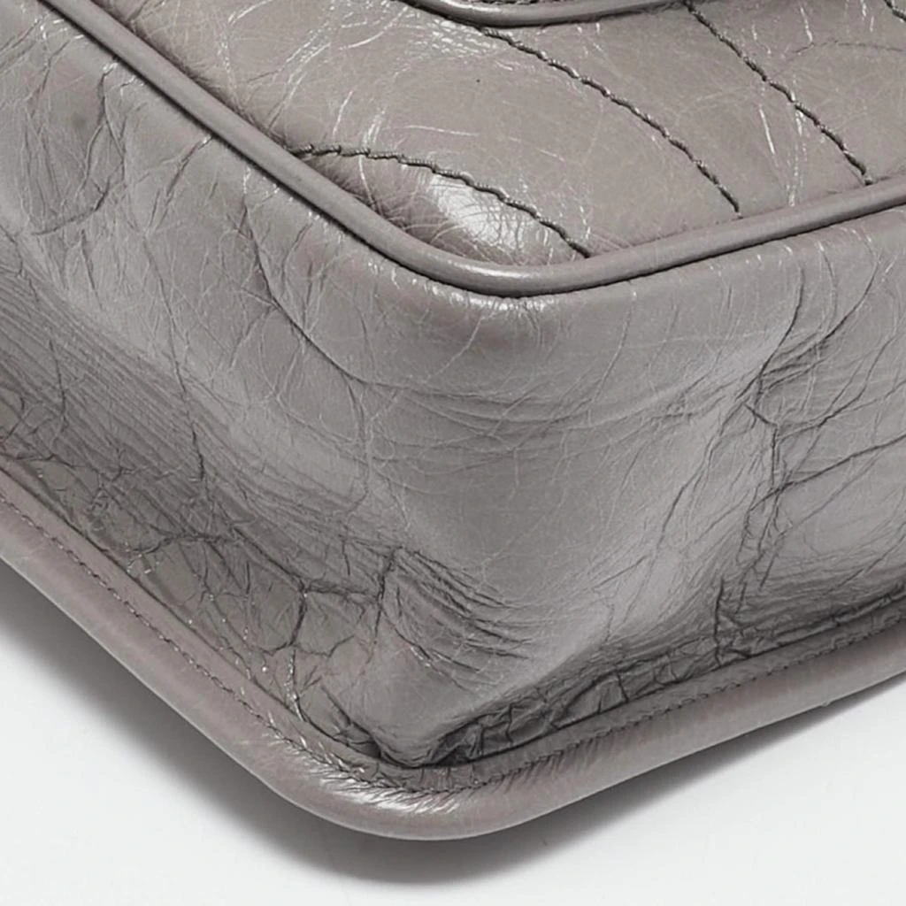 Yves Saint Laurent Saint Laurent Grey Crinkled Leather Large Niki Shoulder Bag 13