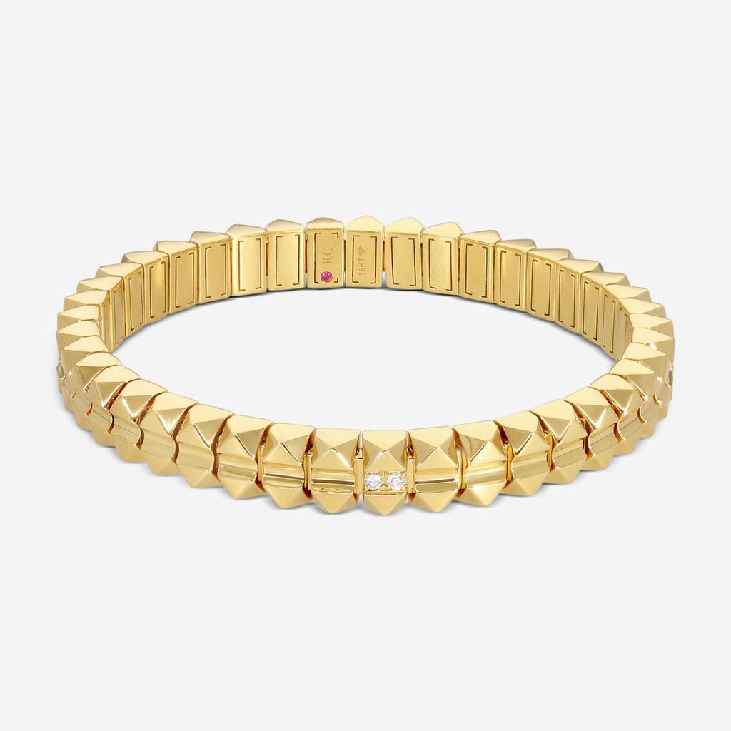 Roberto Coin Roberto Coin Obelisco 18K Yellow Gold Diamond Accents Flexible Bangle Bracelet 8883017AYLBX