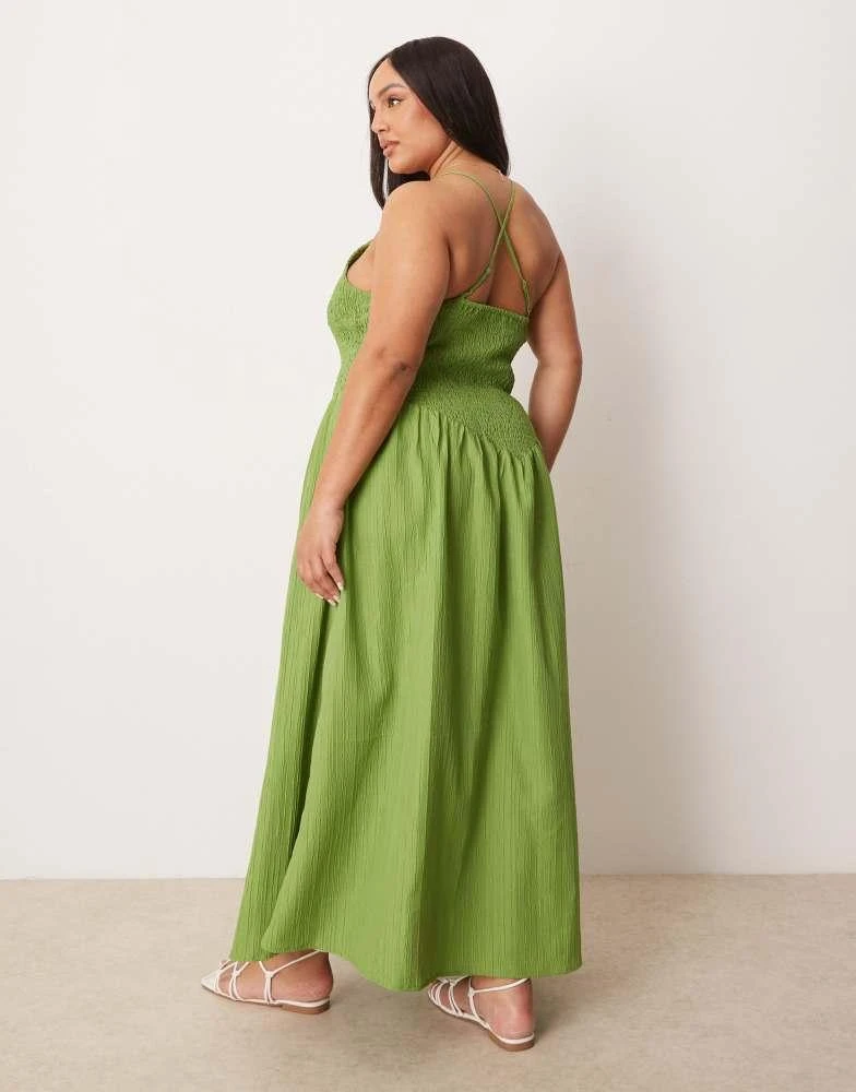 green dupioni dress Cross Back Midi Dress in Green Lawn – Style Collectif main image 0