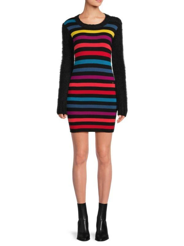 SONIA RYKIEL Virgin Wool Striped Sweater Mini Dress 1