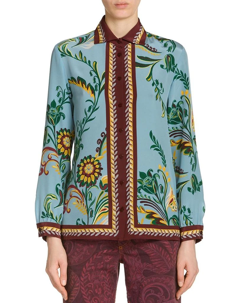 ETRO Silk Printed Button Front Blouse 1