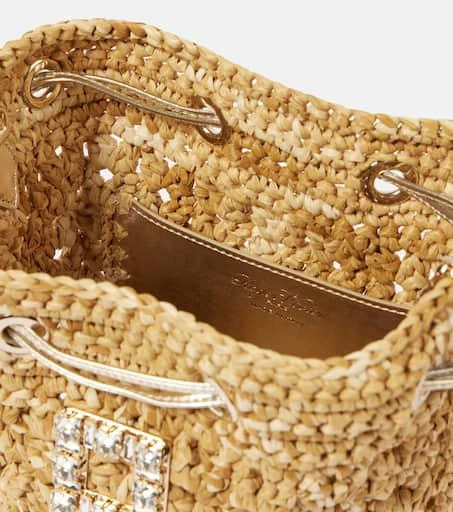 Roger Vivier Tres Vivier raffia-effect bucket bag 3