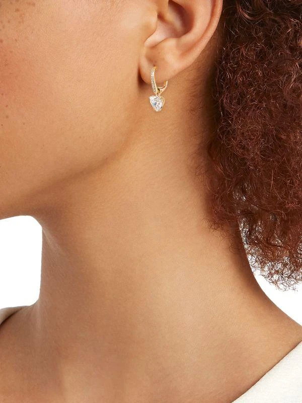 Nadri Modern Love ​18K-Gold-Plated Cubic Zirconia Heart Drop Earrings 2