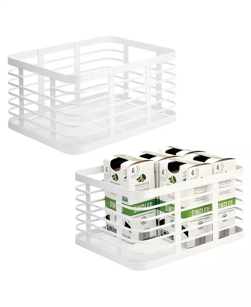 mDesign Metal Pantry Basket with Handles - Set of 2 - Matte White 2