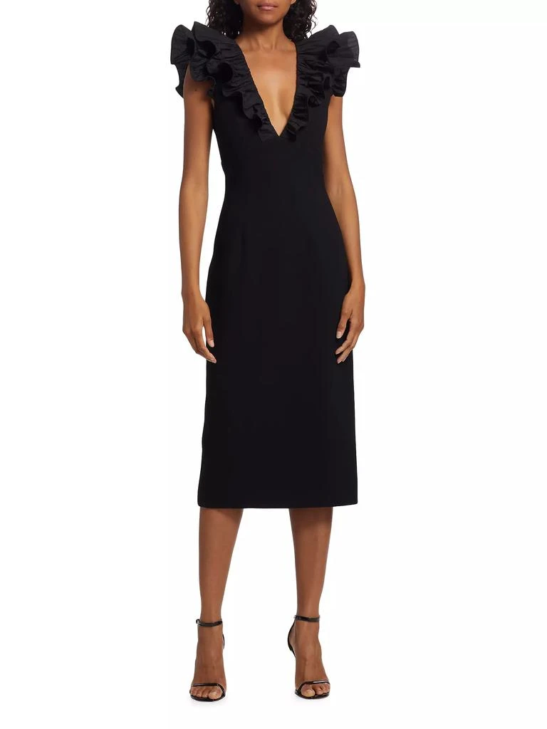 Rebecca Vallance Chloe Ruffled V-Neck Midi-Dress 3