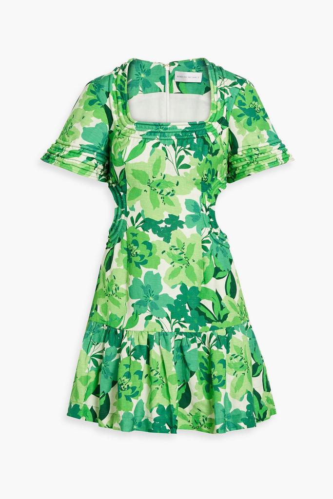 REBECCA VALLANCE Marguerita cutout floral-print linen-blend mini dress