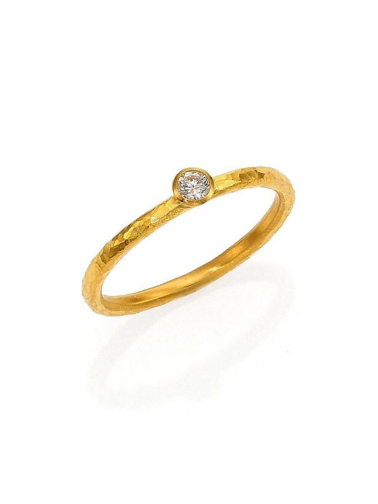 Gurhan Delicacies Diamond & 24K Yellow Gold Skittle Stacking Ring 1