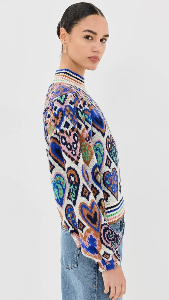 Farm Rio Hearts Ikat Cream Knit Sweater 3