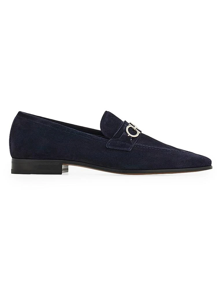 Salvatore Ferragamo Balty Gancini Suede Loafers 1