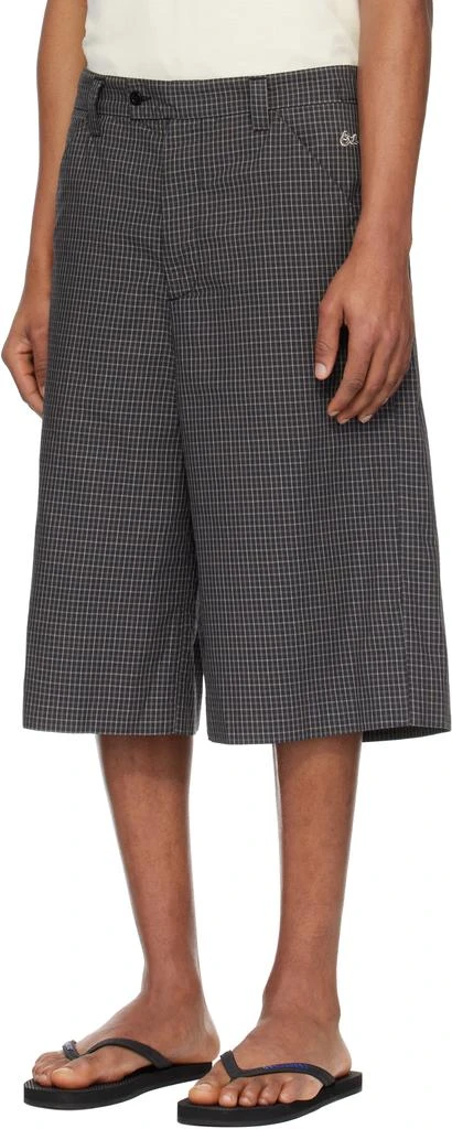 ERL Black Tailored Mini Plaid Skate Shorts 4