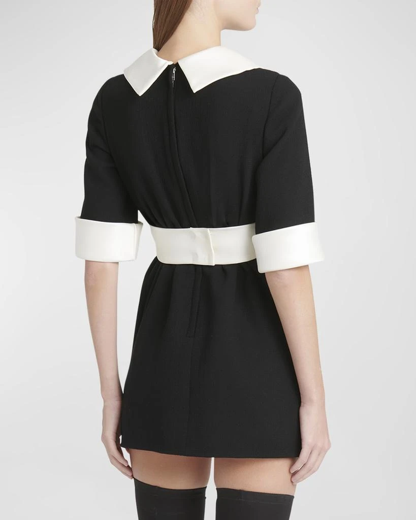 Dolce & Gabbana Peter Pan-Collar Short-Sleeve Belted Crepe Mini Dress 3