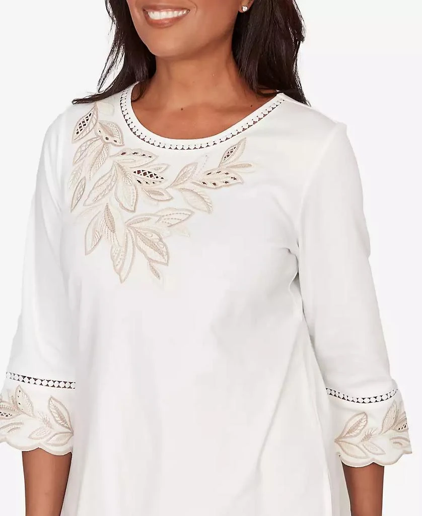 Alfred Dunner Women
s  Natural Wonder Embellished Leaf Ruffle Sleeve Top 4