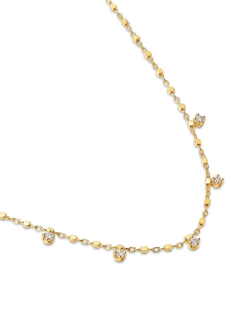 Zoe Chicco 14K Yellow Gold Prong Diamonds Dangling Square Bead Chain Necklace, 16" 3