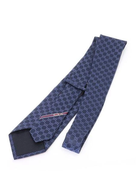 Gucci NAVY SILK TIE WITH GG MOTIF 2