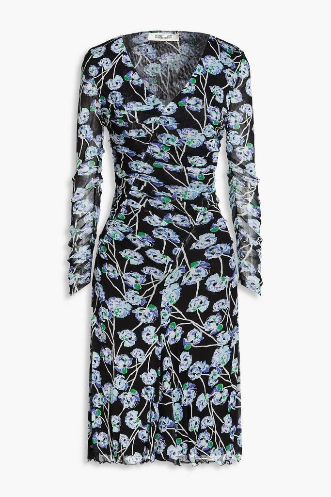 Diane von Furstenberg Missy ruched floral-print stretch-mesh dress 1