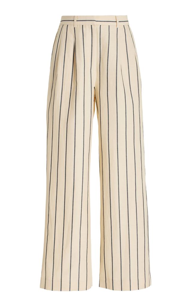 Jenni Kayne Jenni Kayne - Jones Striped Cotton-Blend Wide-Leg Pants - White - US 12 - Moda Operandi