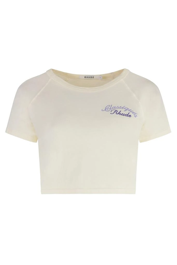 Rhude Cotton Crop Top With Logo 1