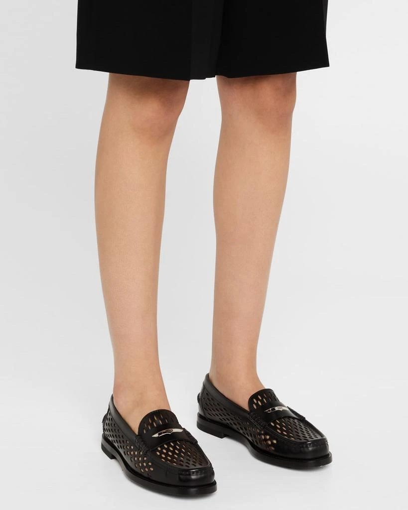 Tod's Perforated Leather Driver Penny Loafers 2