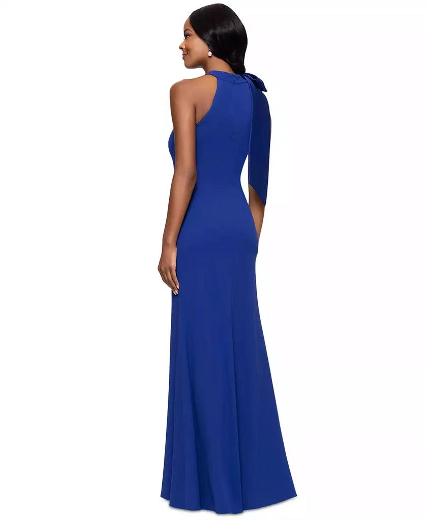 Betsy & Adam Women's Bow-Embellished Halter Neck Sleeveless Gown 4