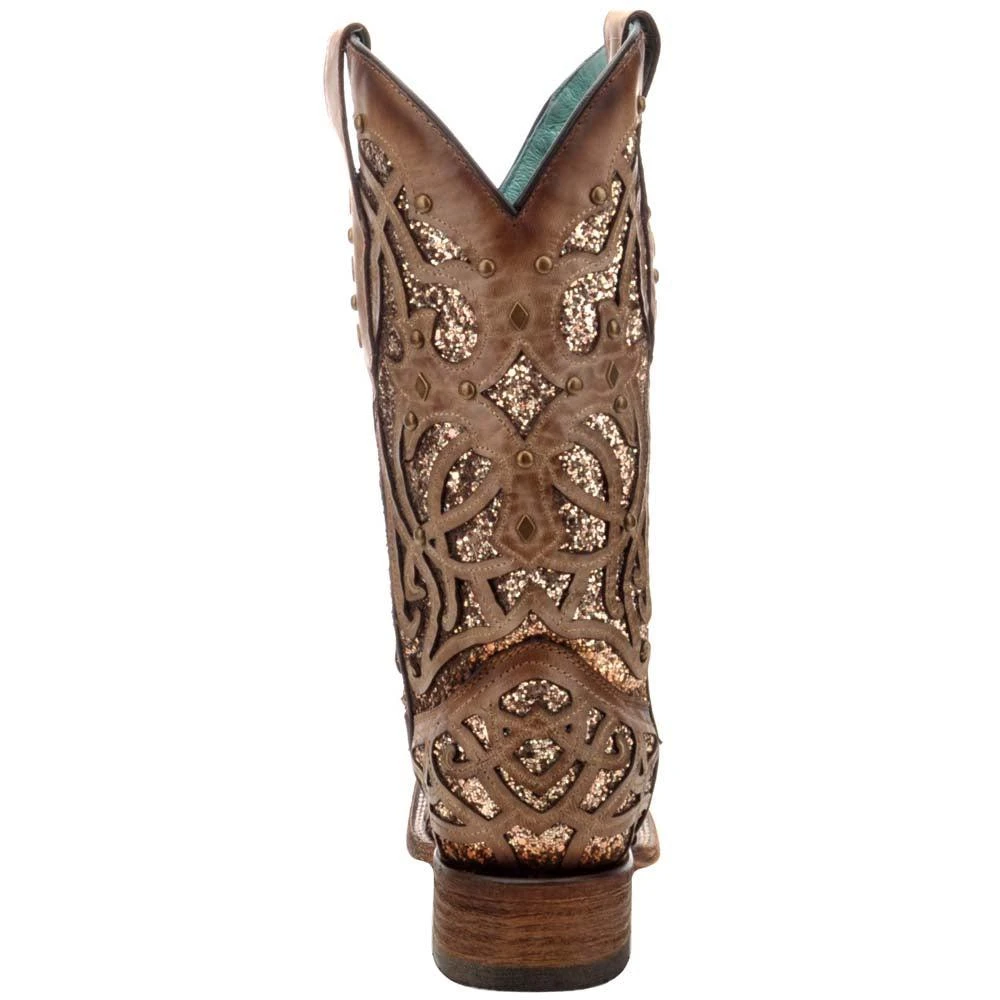 Corral Boots Glitter Tooled Inlay Square Toe Cowboy Boots 3