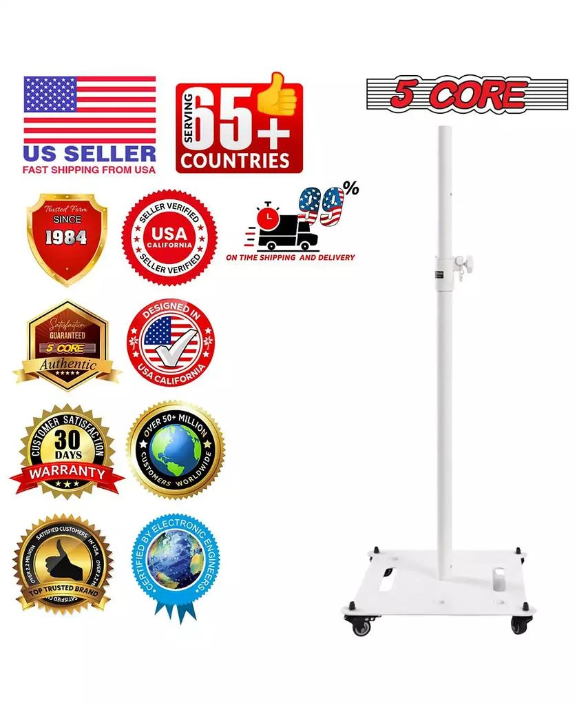 5 Core Speaker Stand 2Pc Heavy Duty Adjustable Height 61" DJ PA Stands 35mm Mount 100Lb Capacity 8