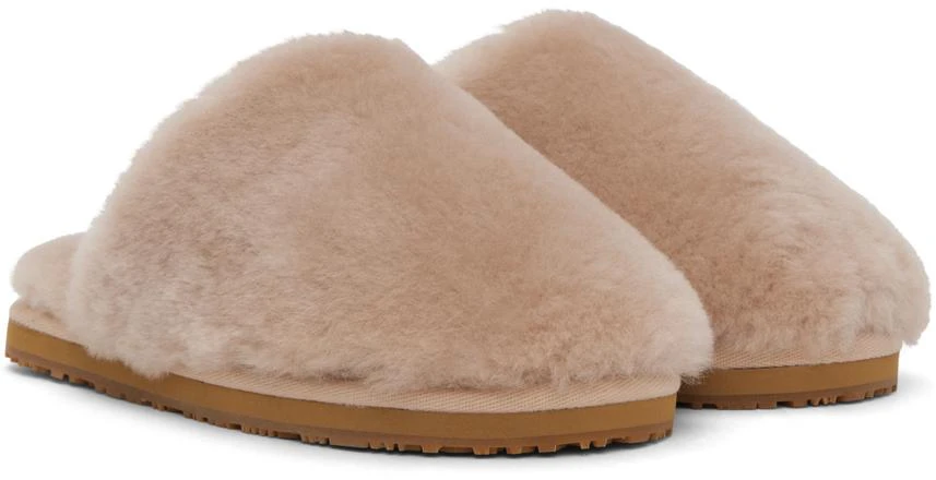 Mou Pink Patch Shearling Slippers 4