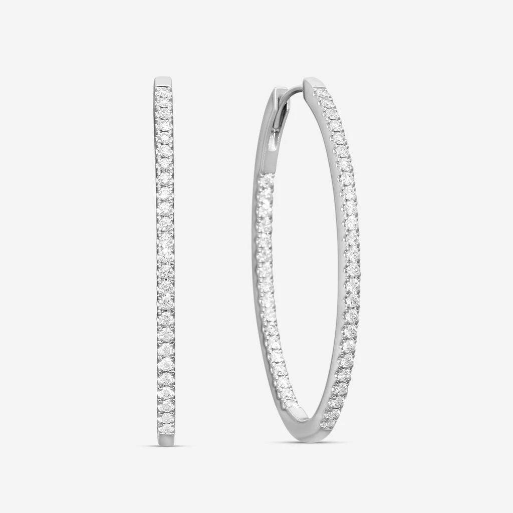 Mémoire Mémoire 18K White Gold Diamond Oval Hoop Earrings CHHO20945268W72000-copy 2