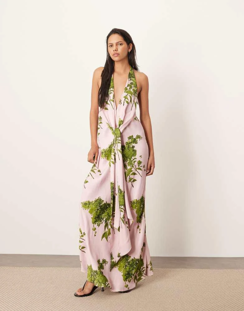slim fit dress slacks Charlotte | White Halter-Neck Maxi Dress With Gathered-Detailing – Club L  London main image 1
