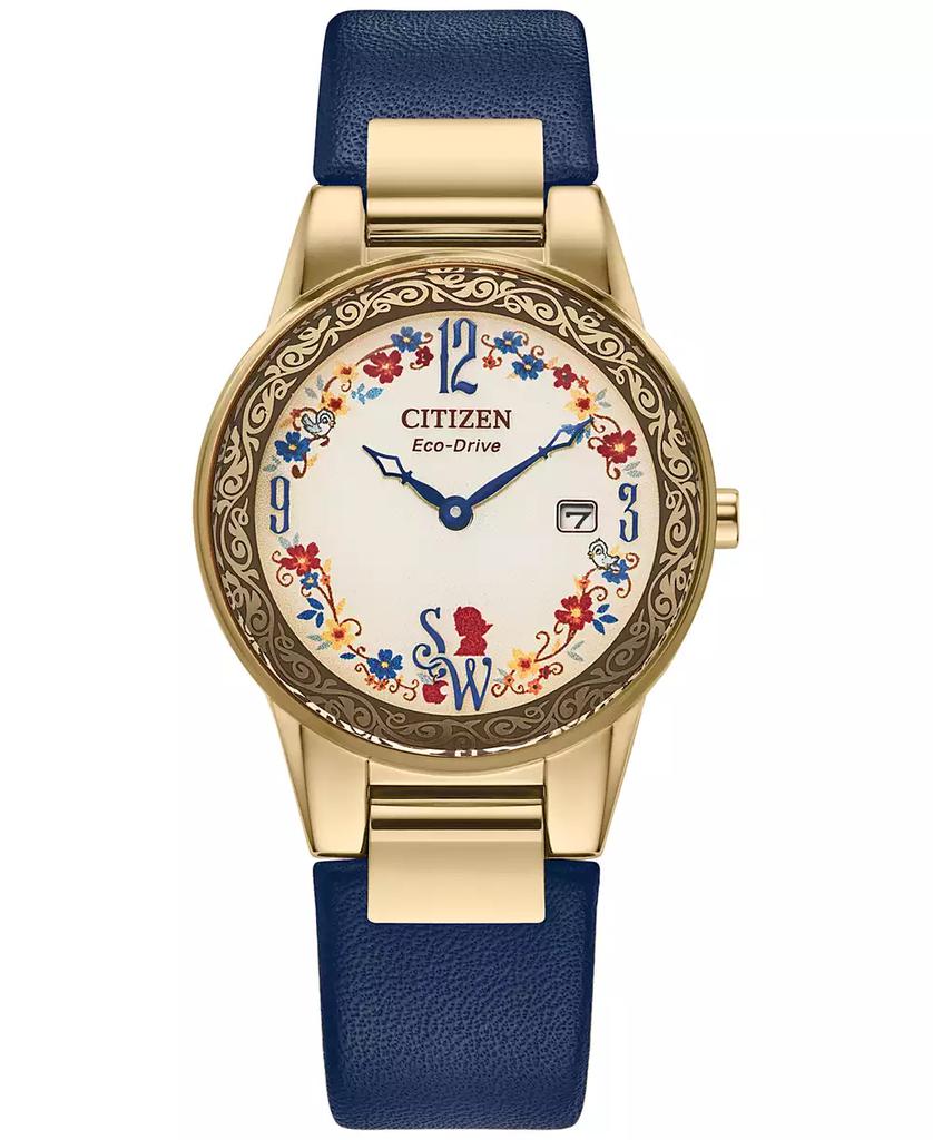 Citizen Eco-Drive Women's Disney Snow White Blue Leather Strap Watch 30mm Gift Set