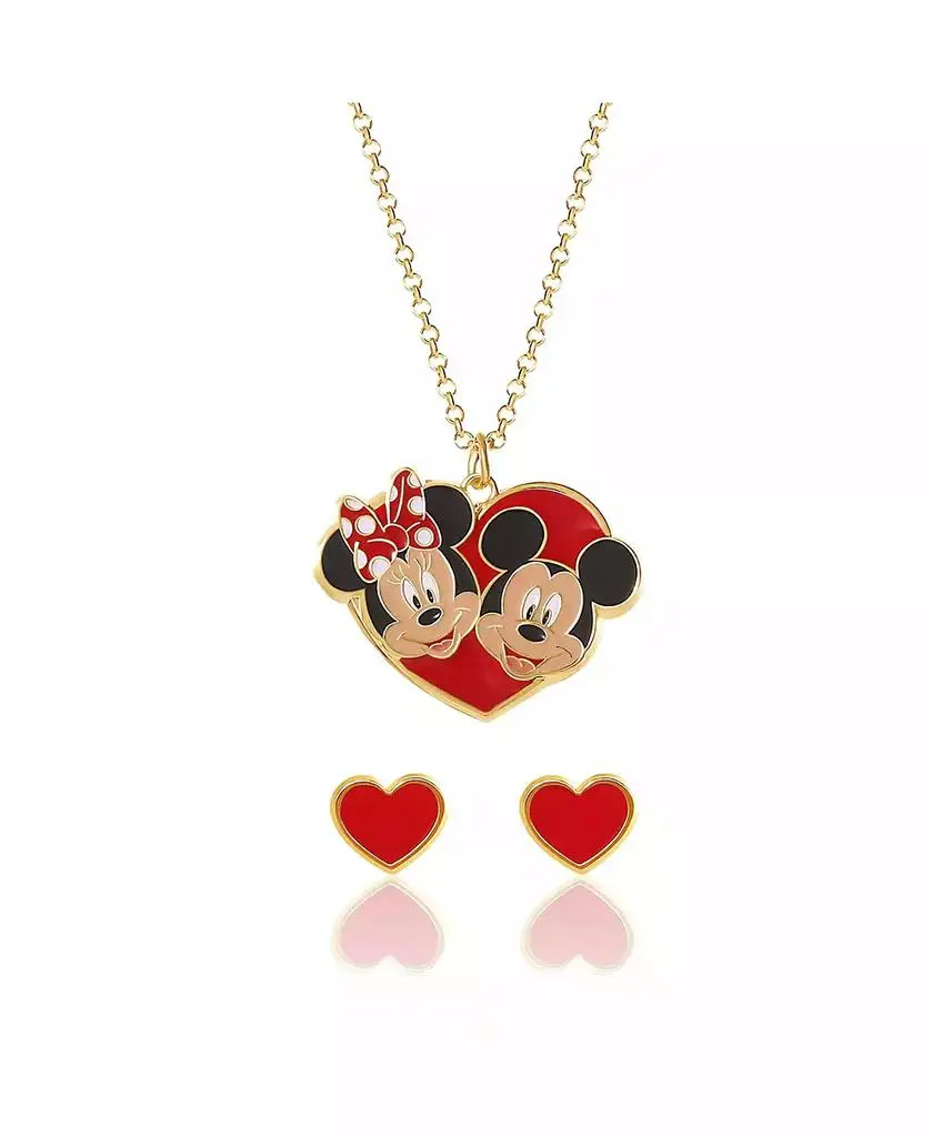 Disney FASHION MINNIE MOUSE NECKLACE & EARRING SET-IMITATION YG PLT