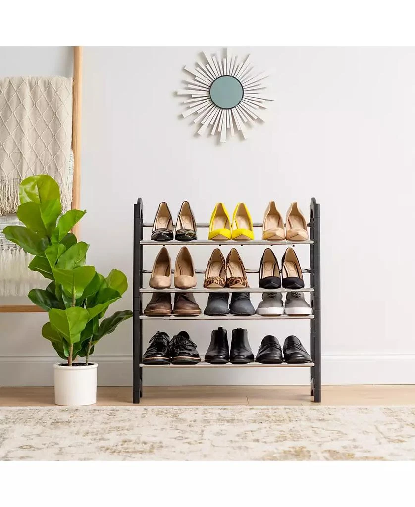 IRIS USA 2 Tier Extendable and Stackable Freestanding Metal Shoe Racks for Entryway 5