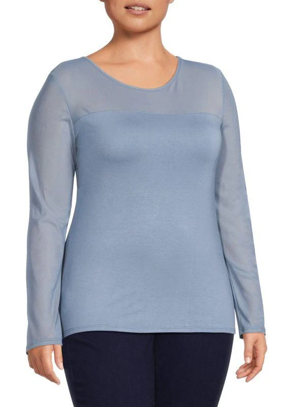 BLUEGREY Plus Optical Illusion Mesh Top 1