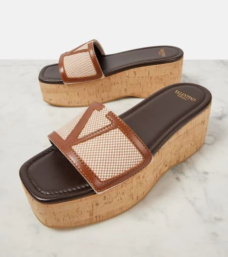 Valentino Viva Superstar leather-trimmed canvas slides 5