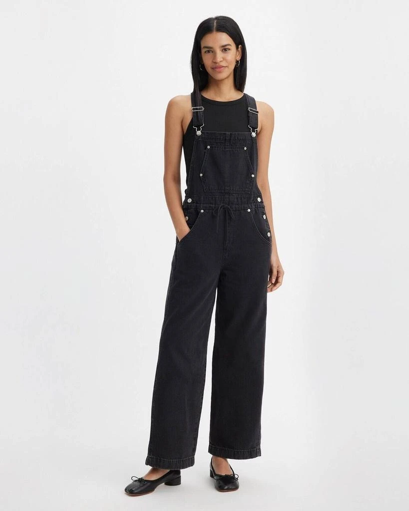 Levi's Apron Overall Women's XS Black Cotton Denim Loose Fit Straight Leg JDM203 1